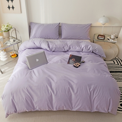 91家纺网 家纺一手货源 找家纺 （总）静家居 202440s全棉斜纹水洗棉四件套纯色风格1