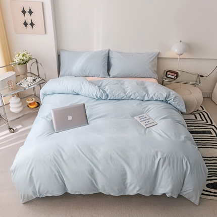 91家纺网 家纺一手货源 找家纺 （总）静家居 202440s全棉斜纹水洗棉四件套纯色风格1