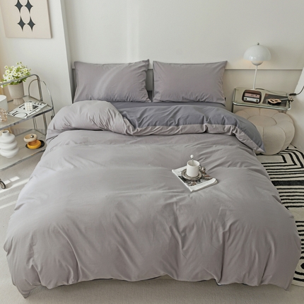 91家纺网 家纺一手货源 找家纺 （总）静家居 202440s全棉斜纹水洗棉四件套纯色风格1