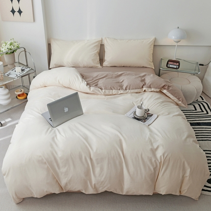 91家纺网 家纺一手货源 找家纺 （总）静家居 202440s全棉斜纹水洗棉四件套纯色风格1