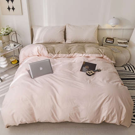 91家纺网 家纺一手货源 找家纺 （总）静家居 202440s全棉斜纹水洗棉四件套纯色风格1