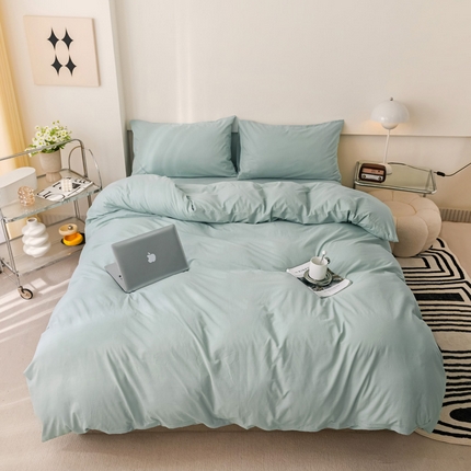 91家纺网 家纺一手货源 找家纺 （总）静家居 202440s全棉斜纹水洗棉四件套纯色风格1