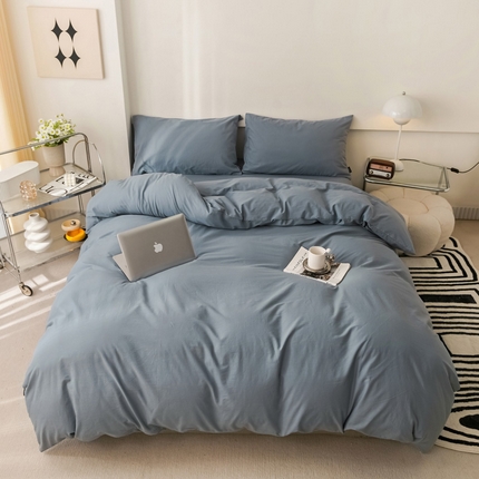 91家纺网 家纺一手货源 找家纺 （总）静家居 202440s全棉斜纹水洗棉四件套纯色风格1