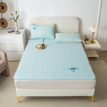 寐居2023山水画凉感丝乳胶凉席  山水画-湖蓝