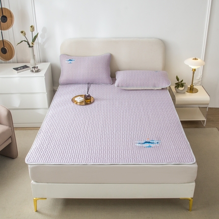 91家纺网 家纺一手货源 找家纺 寐居2023山水画凉感丝乳胶凉席  山水画-浅紫