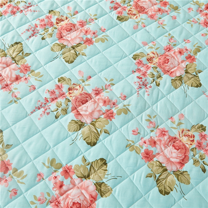 91家纺网 家纺一手货源 找家纺 十个点 2024新款全棉印花夹棉韩版蕾丝床裙三件套  兰若秋思-夹棉