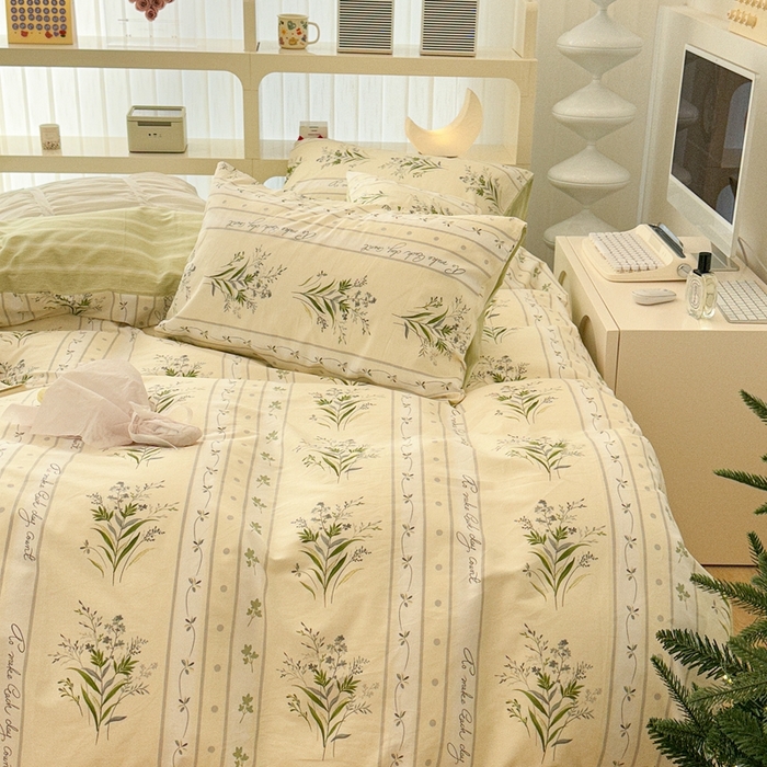 91家纺网 家纺一手货源 找家纺 昔可2023新款3月春日全棉四件套 春日絮曲