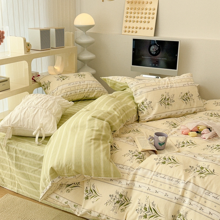 91家纺网 家纺一手货源 找家纺 昔可2023新款3月春日全棉四件套 春日絮曲