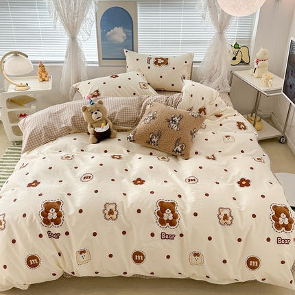 昔可2023新款3月春日全棉四件套 豆豆小熊