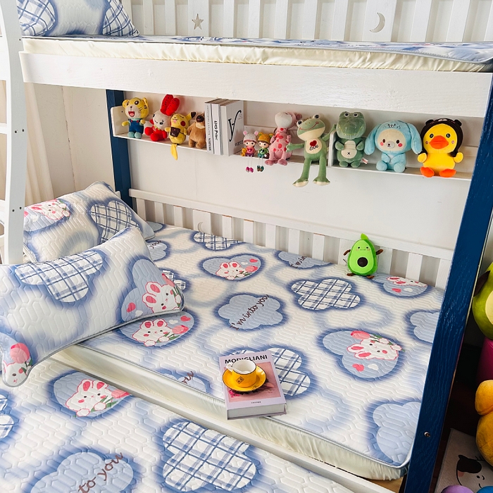 91家纺网 家纺一手货源 找家纺 小虾米 2023新款乳胶凉席床笠 爱心小兔