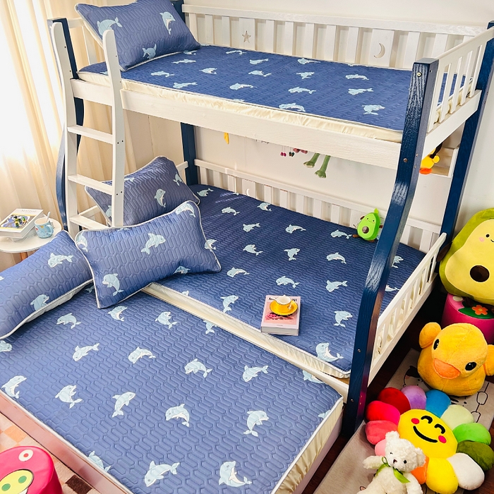 91家纺网 家纺一手货源 找家纺 小虾米 2023新款乳胶凉席床笠 海豚宝宝