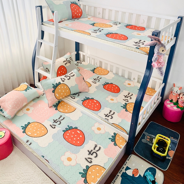 91家纺网 家纺一手货源 找家纺 小虾米 2023新款乳胶凉席床笠 草莓