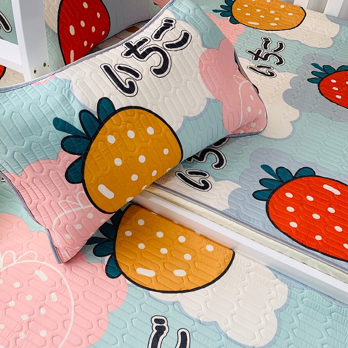 91家纺网 家纺一手货源 找家纺 小虾米 2023新款乳胶凉席床笠 草莓