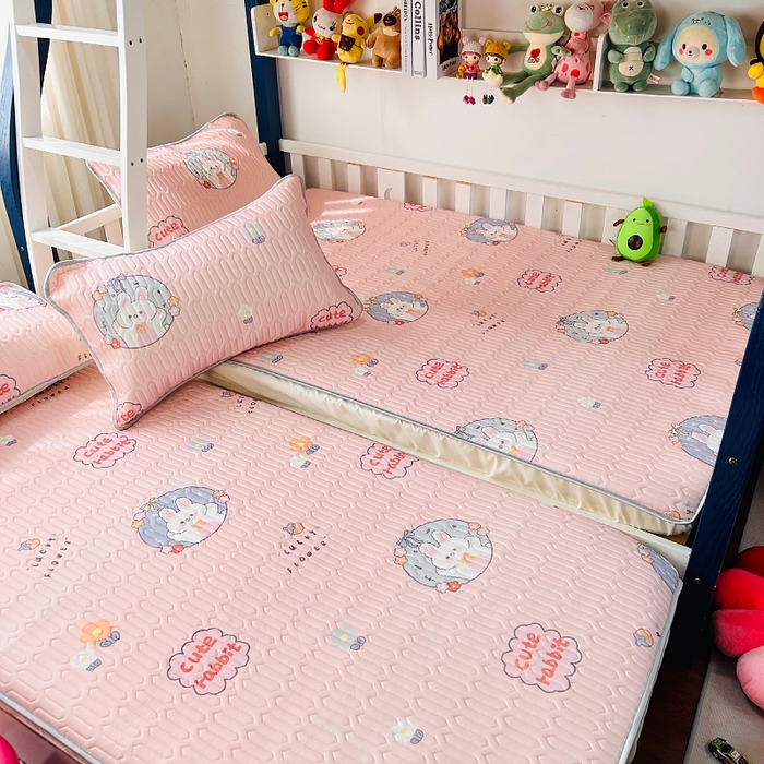 91家纺网 家纺一手货源 找家纺 小虾米 2023新款乳胶凉席床笠 么么小兔