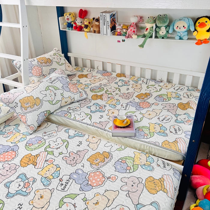 91家纺网 家纺一手货源 找家纺 小虾米 2023新款乳胶凉席床笠 迷你伙伴