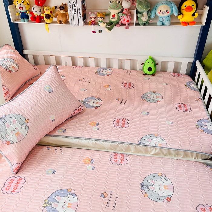 91家纺网 家纺一手货源 找家纺 小虾米 2023新款乳胶凉席床笠 么么小兔