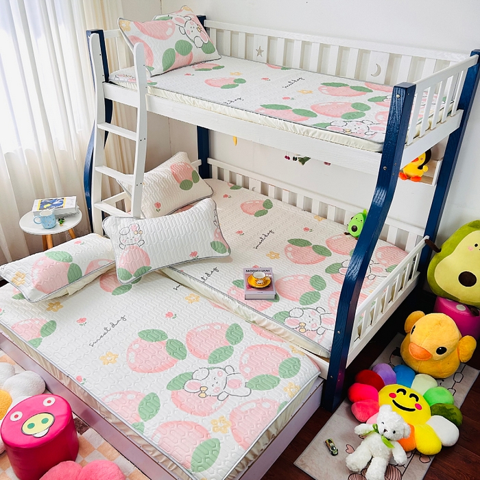 91家纺网 家纺一手货源 找家纺 小虾米 2023新款乳胶凉席床笠 桃兔兔