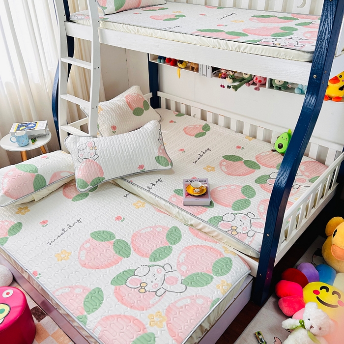 91家纺网 家纺一手货源 找家纺 小虾米 2023新款乳胶凉席床笠 桃兔兔