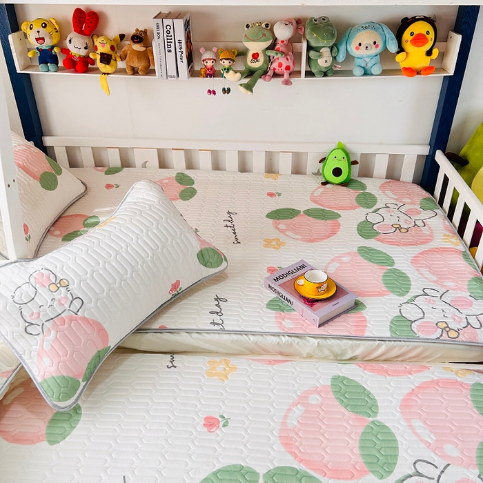 91家纺网 家纺一手货源 找家纺 小虾米 2023新款乳胶凉席床笠 桃兔兔