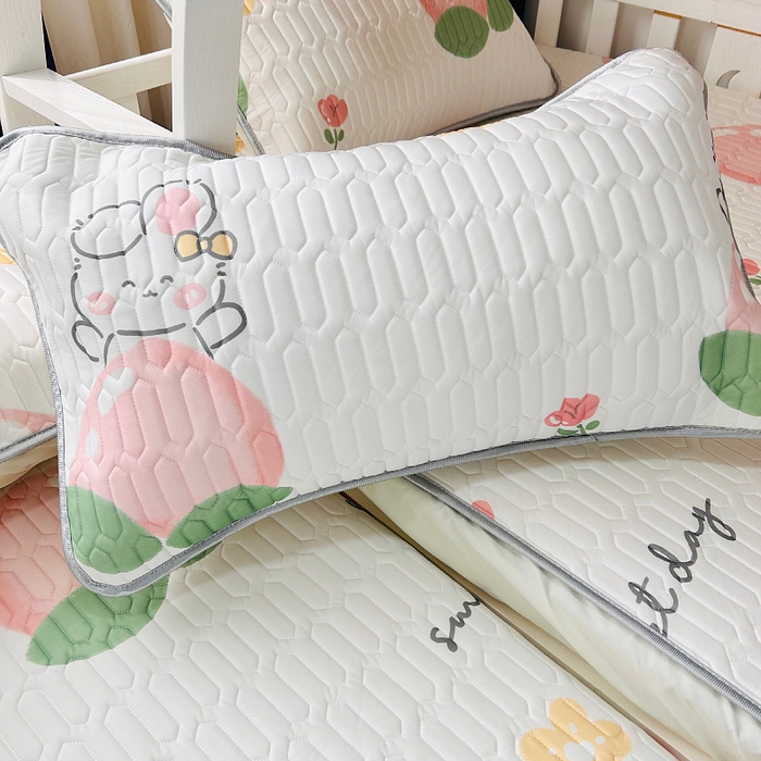 91家纺网 家纺一手货源 找家纺 小虾米 2023新款乳胶凉席床笠 桃兔兔