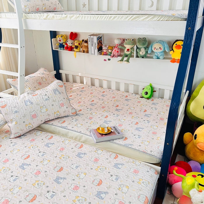 91家纺网 家纺一手货源 找家纺 小虾米 2023新款乳胶凉席床笠 小猫咪