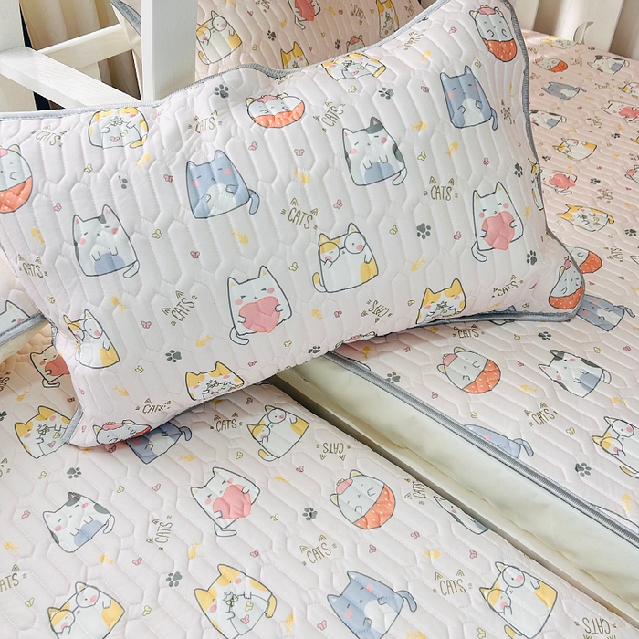 91家纺网 家纺一手货源 找家纺 小虾米 2023新款乳胶凉席床笠 小猫咪