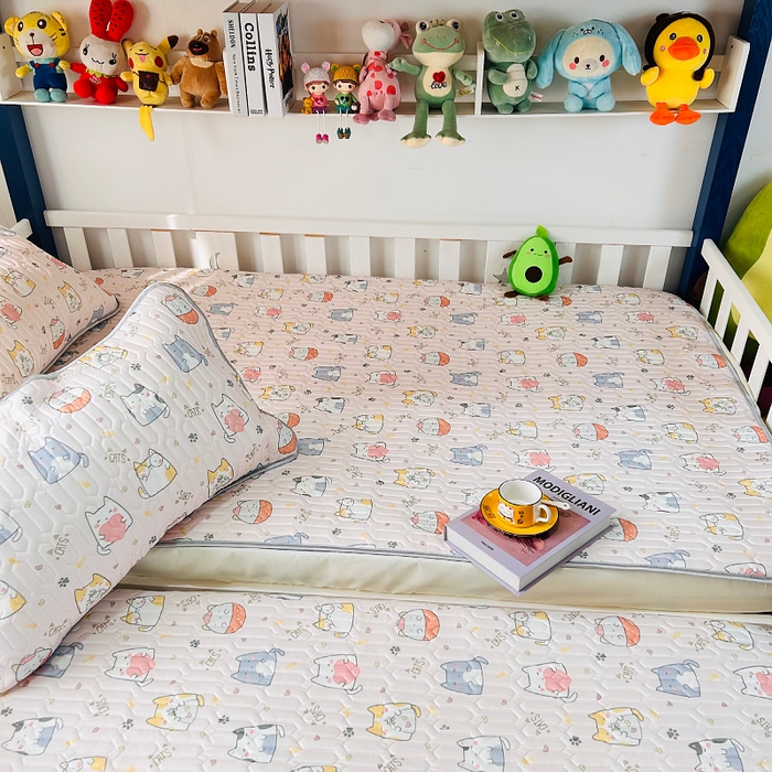 91家纺网 家纺一手货源 找家纺 小虾米 2023新款乳胶凉席床笠 小猫咪