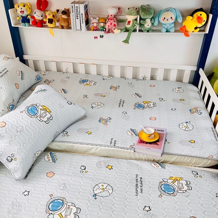 91家纺网 家纺一手货源 找家纺 小虾米 2023新款乳胶凉席床笠 宇宙太空人