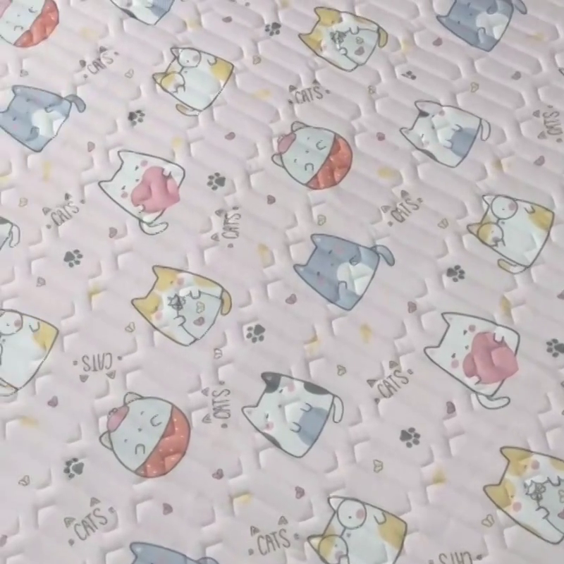 91家纺网 家纺一手货源 找家纺 小虾米 2023新款乳胶凉席床笠 小猫咪