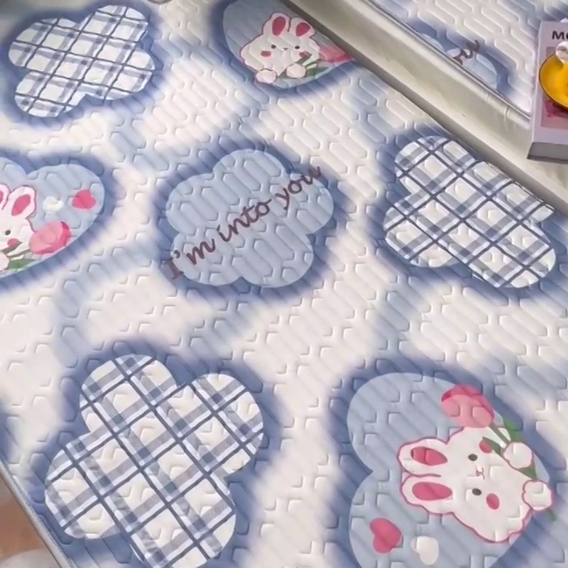 91家纺网 家纺一手货源 找家纺 小虾米 2023新款乳胶凉席床笠 爱心小兔