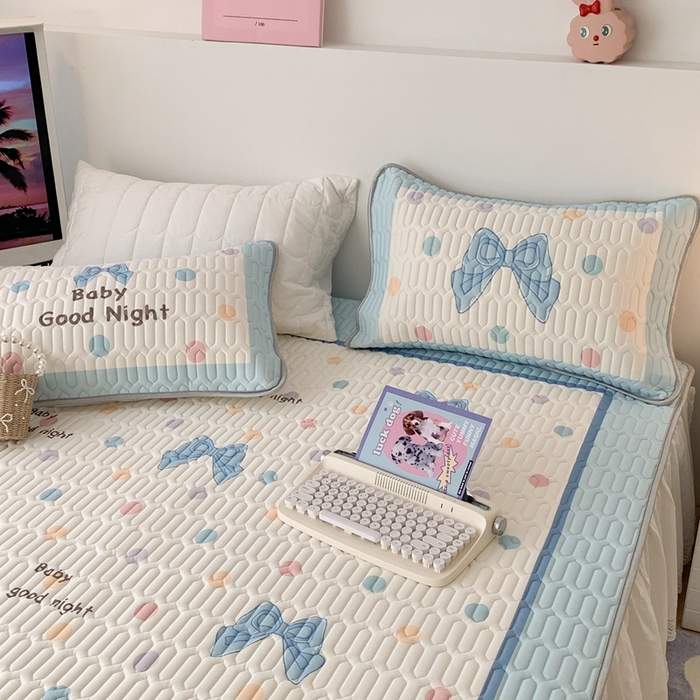 91家纺网 家纺一手货源 找家纺 昔可2023新款大版乳胶凉席第一批 波点蝴蝶结