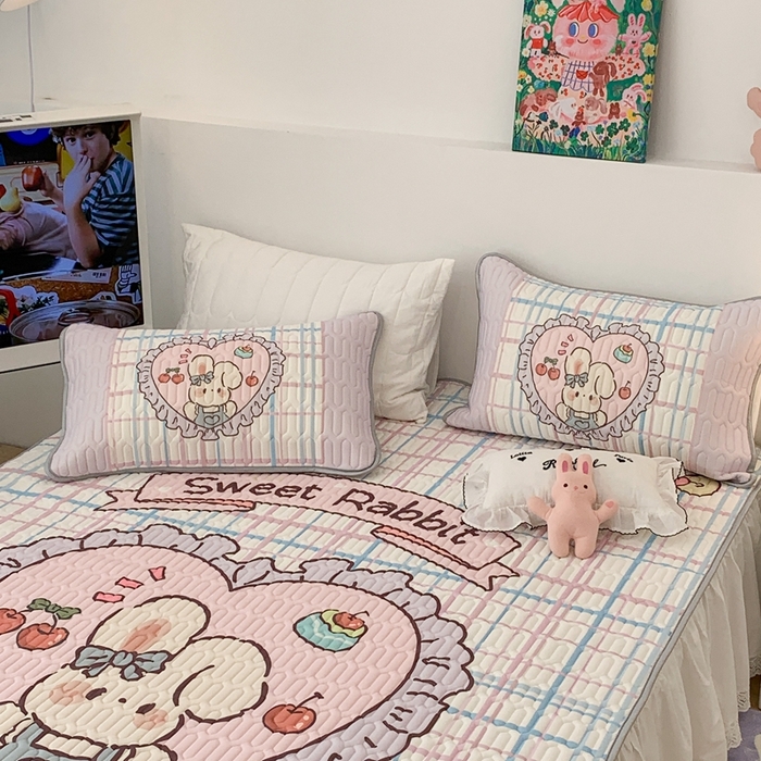 91家纺网 家纺一手货源 找家纺 昔可2023新款大版乳胶凉席第一批 爱心小兔