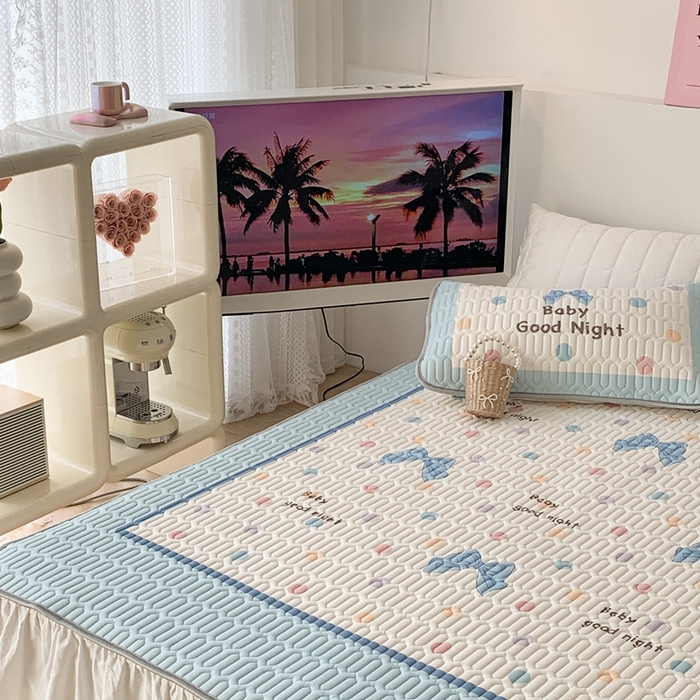 91家纺网 家纺一手货源 找家纺 昔可2023新款大版乳胶凉席第一批 波点蝴蝶结