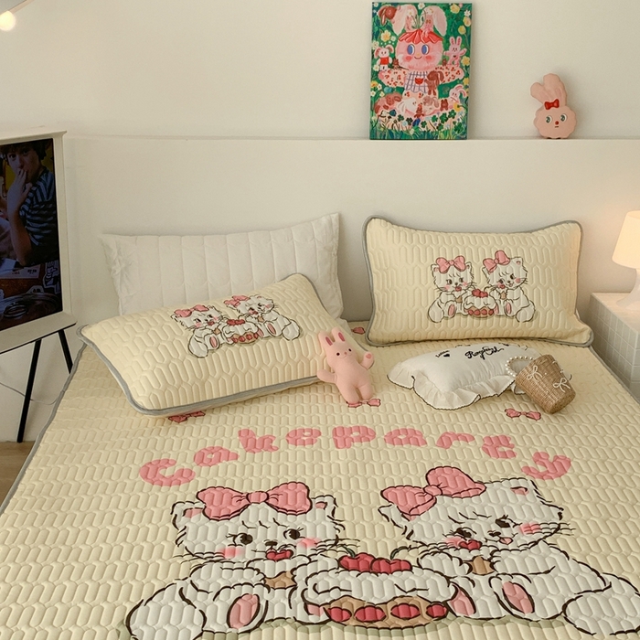 91家纺网 家纺一手货源 找家纺 昔可2023新款大版乳胶凉席第一批 蛋糕猫咪（有0.9米和1.2米）