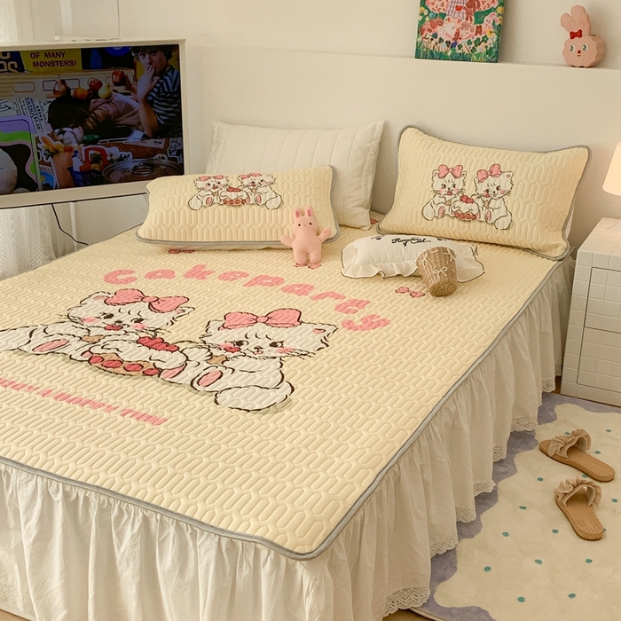 91家纺网 家纺一手货源 找家纺 昔可2023新款大版乳胶凉席第一批 蛋糕猫咪（有0.9米和1.2米）