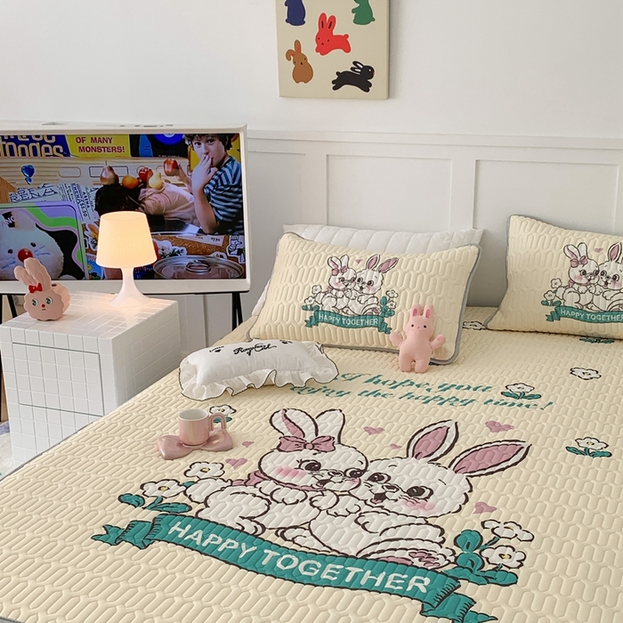 91家纺网 家纺一手货源 找家纺 昔可2023新款大版乳胶凉席第一批 两只小兔