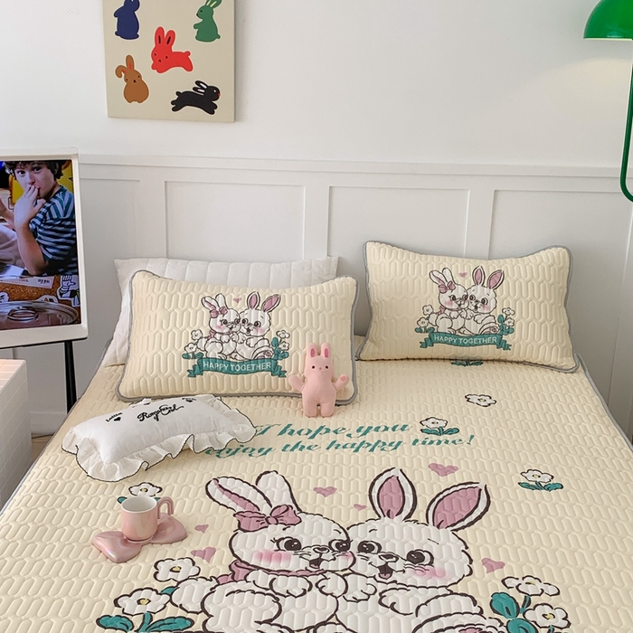 91家纺网 家纺一手货源 找家纺 昔可2023新款大版乳胶凉席第一批 两只小兔