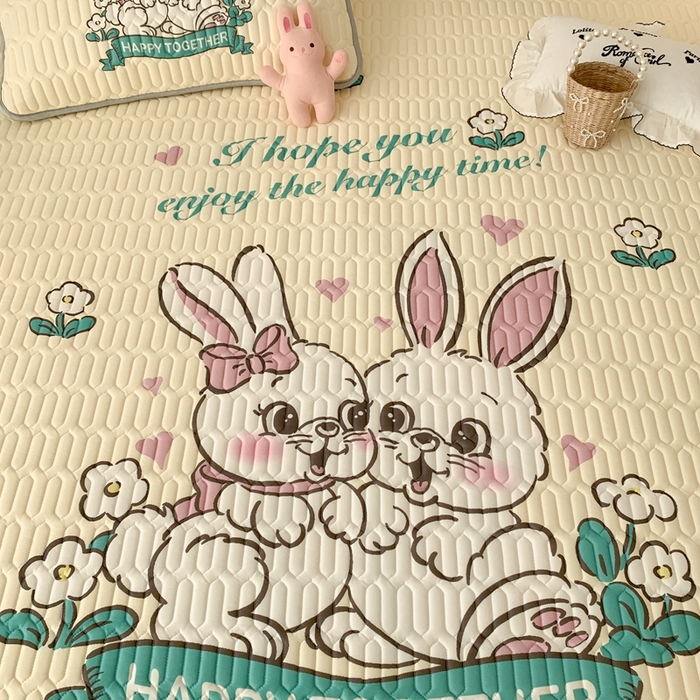 91家纺网 家纺一手货源 找家纺 昔可2023新款大版乳胶凉席第一批 两只小兔