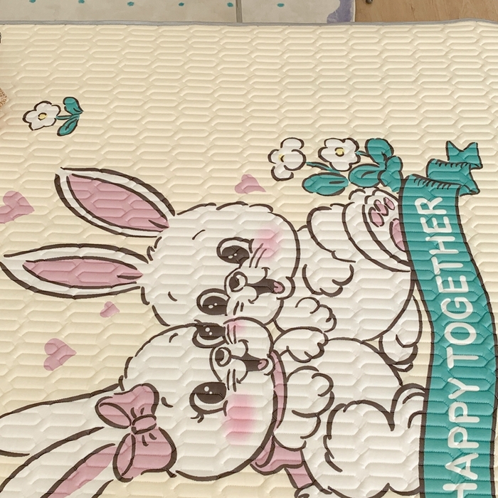 91家纺网 家纺一手货源 找家纺 昔可2023新款大版乳胶凉席第一批 两只小兔