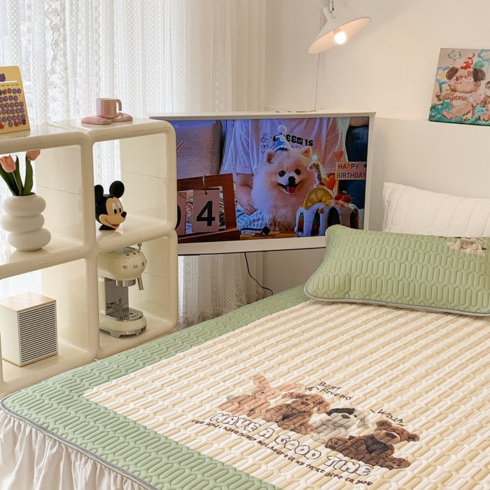 91家纺网 家纺一手货源 找家纺 昔可2023新款大版乳胶凉席第一批 萌萌泰迪狗