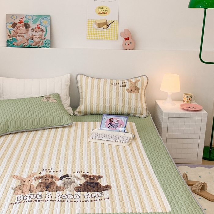 91家纺网 家纺一手货源 找家纺 昔可2023新款大版乳胶凉席第一批 萌萌泰迪狗