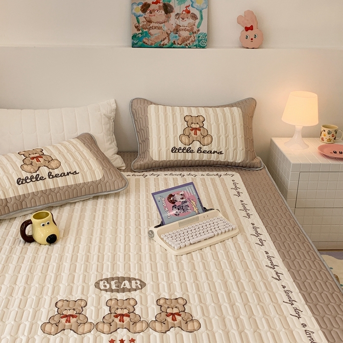 91家纺网 家纺一手货源 找家纺 昔可2023新款大版乳胶凉席第一批 三只熊熊