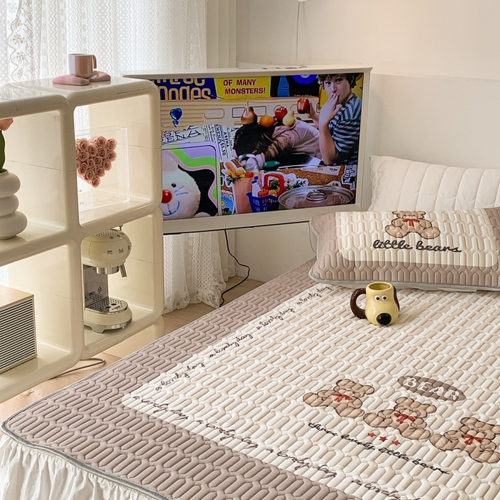 91家纺网 家纺一手货源 找家纺 昔可2023新款大版乳胶凉席第一批 三只熊熊