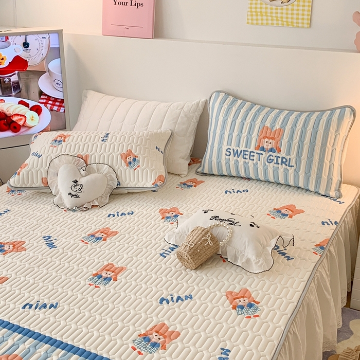 91家纺网 家纺一手货源 找家纺 昔可2023新款大版乳胶凉席第一批 小蓝女孩