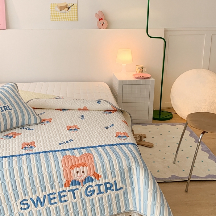 91家纺网 家纺一手货源 找家纺 昔可2023新款大版乳胶凉席第一批 小蓝女孩