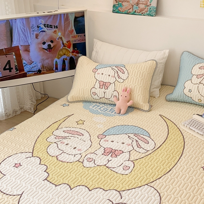 91家纺网 家纺一手货源 找家纺 昔可2023新款大版乳胶凉席第一批 星星月亮兔