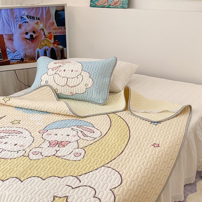 91家纺网 家纺一手货源 找家纺 昔可2023新款大版乳胶凉席第一批 星星月亮兔