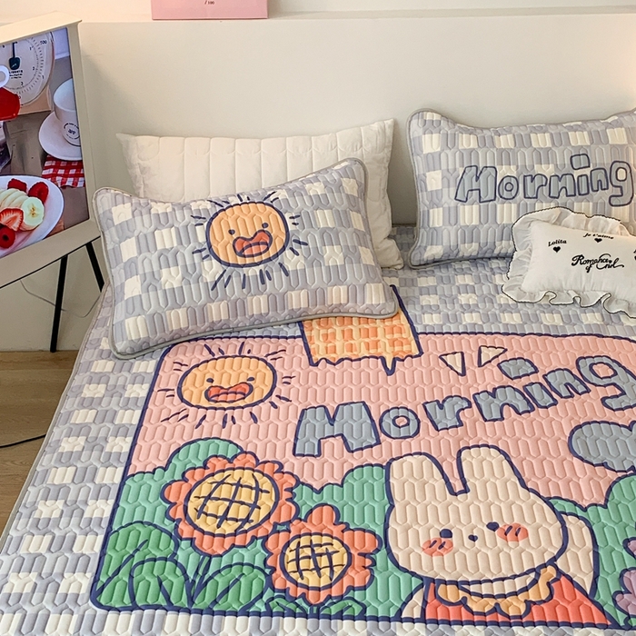 91家纺网 家纺一手货源 找家纺 昔可2023新款大版乳胶凉席第一批 早上好（有0.9米和1.2米）