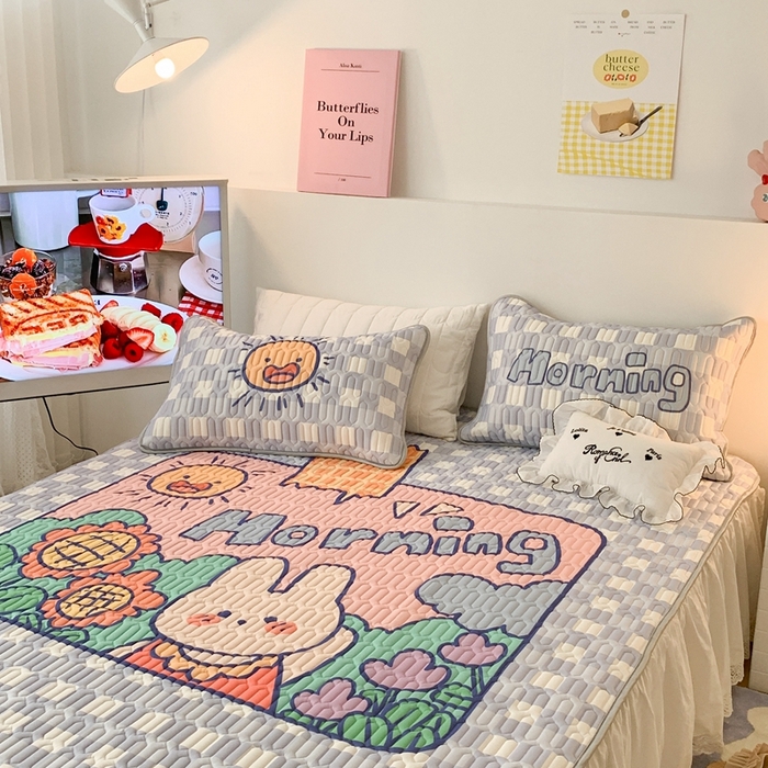 91家纺网 家纺一手货源 找家纺 昔可2023新款大版乳胶凉席第一批 早上好（有0.9米和1.2米）