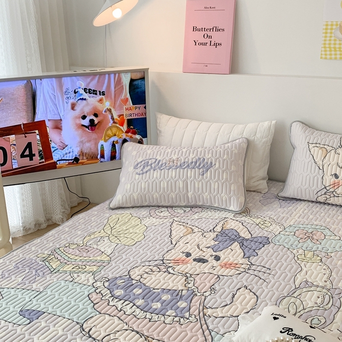 91家纺网 家纺一手货源 找家纺 昔可2023新款大版乳胶凉席第一批 紫兔子小姐